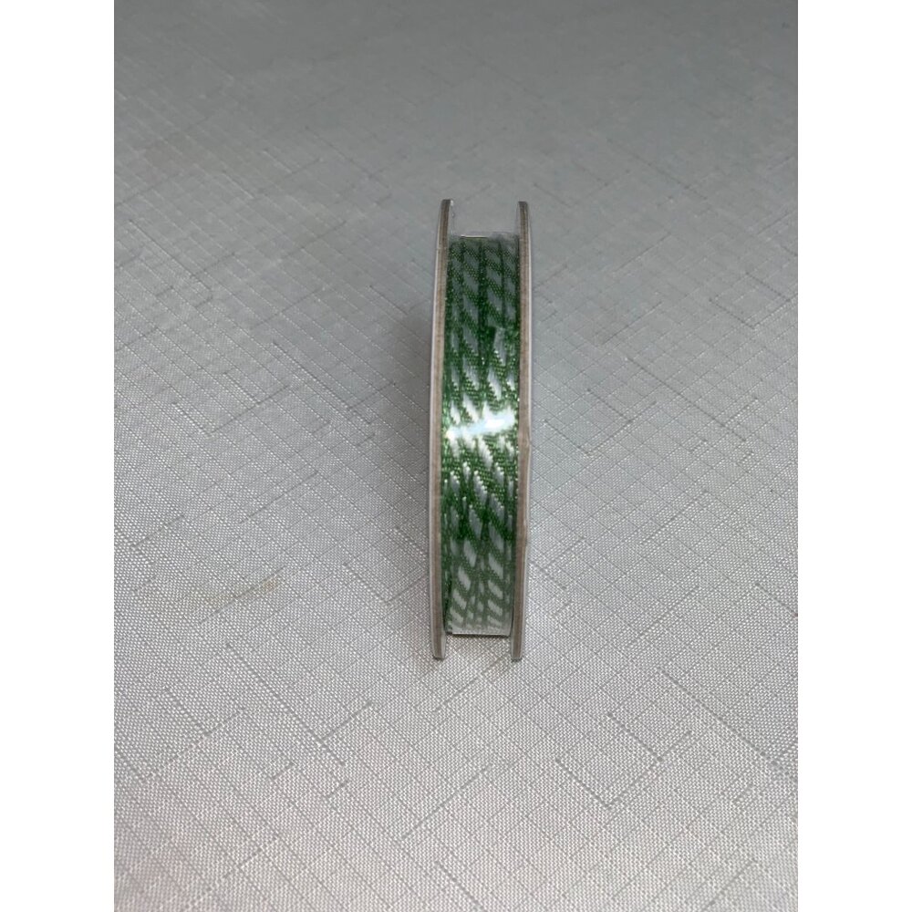 Ribbon Green White Herringbone Pattern Crafting Gift Wrap 3/8" Christmas Holiday